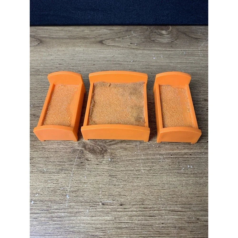 Vintage Fisher Price Little People lot/3 Orange Beds: 1 double 2 single